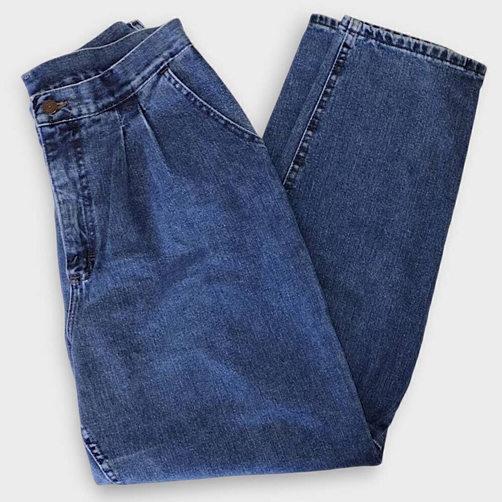 Lee Vintage 90s High Waisted Pleated Mom‎ Jeans Medium Wash Tapered Leg USA Made